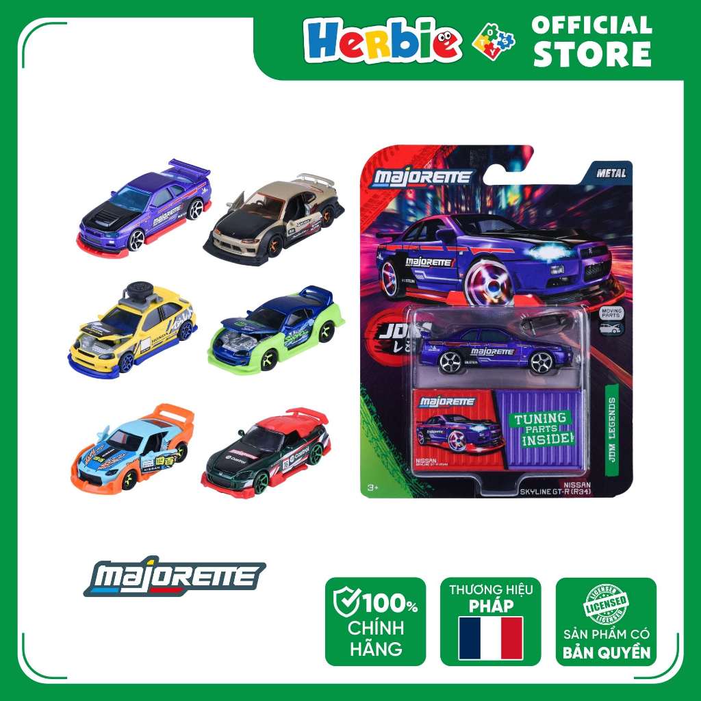 Đồ Chơi Xe Mô Hình MAJORETTE JDM Legends Deluxe Cars 1:64 Diecast Model Car 8504101001 - Herbie Toys