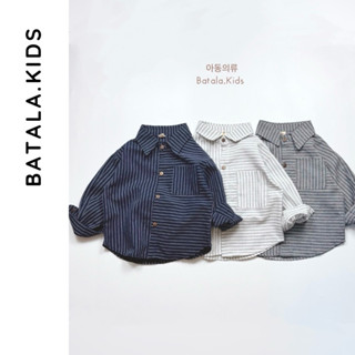  Áo sơ mi dài tay sọc dọc cho bé trai bé gái Batala Kids áo SƠ MI KẺ DÀI TAY TÚI SỌC DỌC 3 MÀU phom Hàn 2025 
