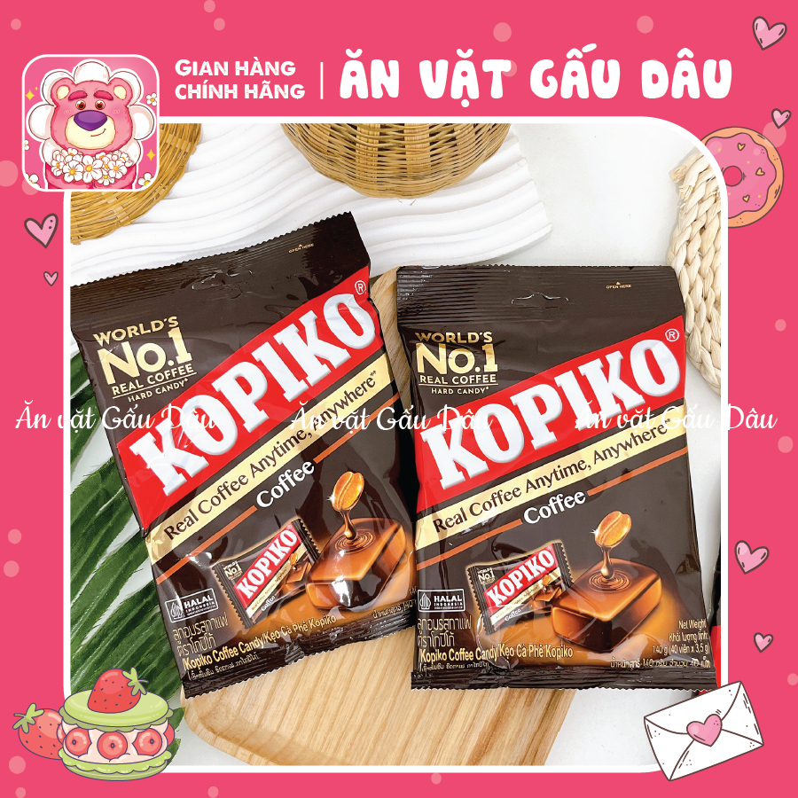 Kẹo Kopiko, kẹo cà phê các vị, kẹo ngậm Kopiko Coffeeshot (gói 140g), đồ ăn vặt