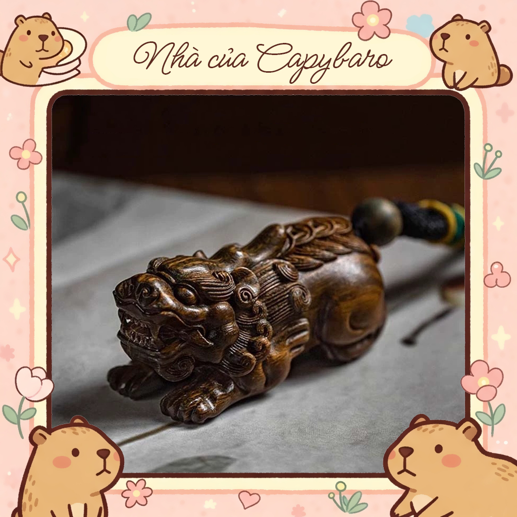 Tượng Kỳ Lân Gỗ Đàn Hương Mini Phong Thủy