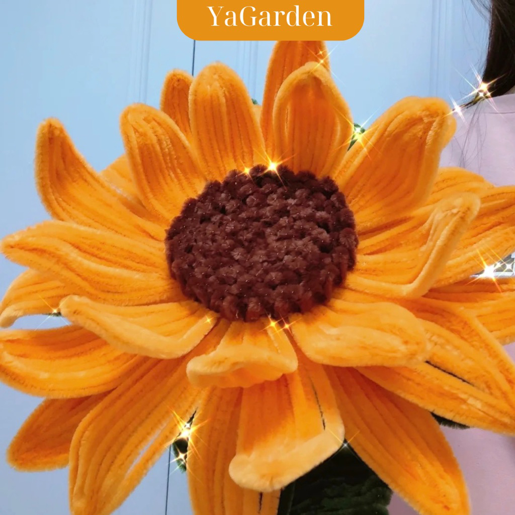 Hoa hướng dương khổng lồ làm bằng kẽm nhung đường kính hoa 30cm,Hoa hướng dương giả phụ kiện chụp ản