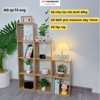 Kệ gỗ tổ ong đa năng màu trắng hiện đại sang trọng lắp ghép tiện dụng