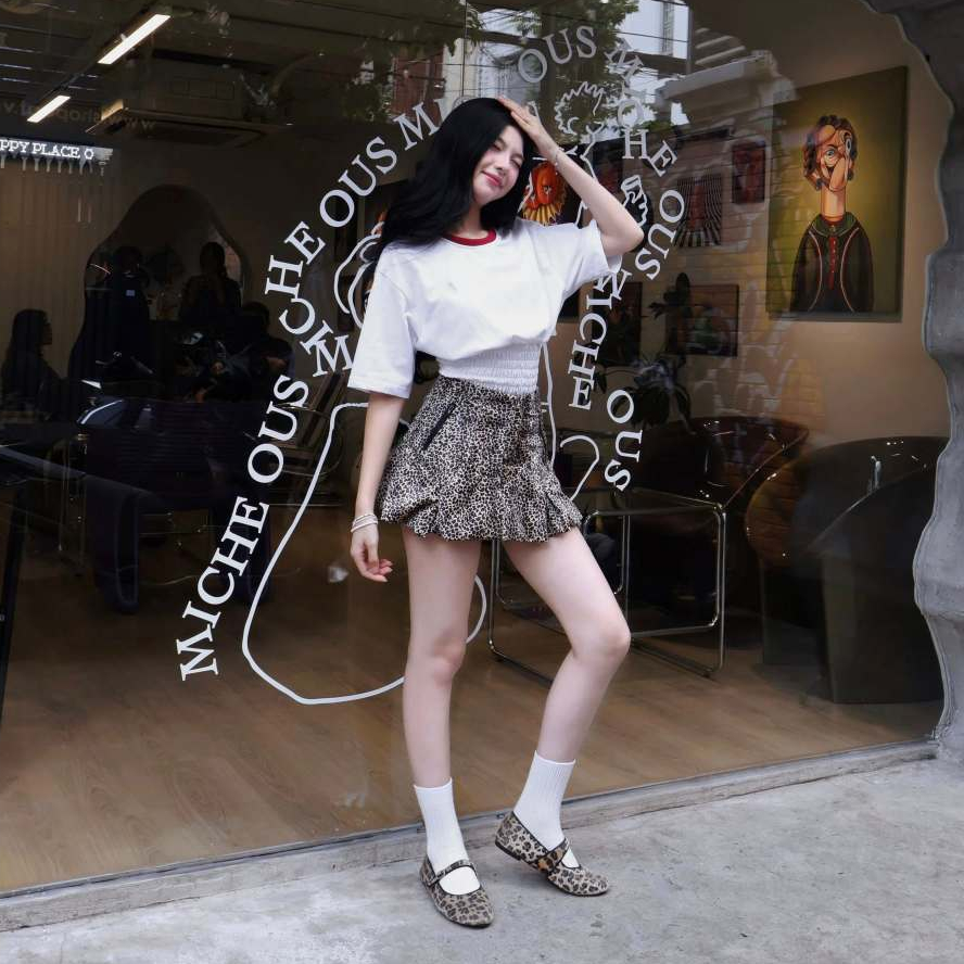 Chân Váy Da Báo Moori Skirt - Chân váy kaki nhung lông da báo