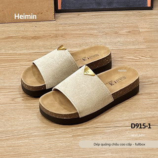 [Dép Quảng châu] Dép nữ đế trấu nâng đế bản QCCC D915-1 fullbox - Dép girl phố sang xịn
