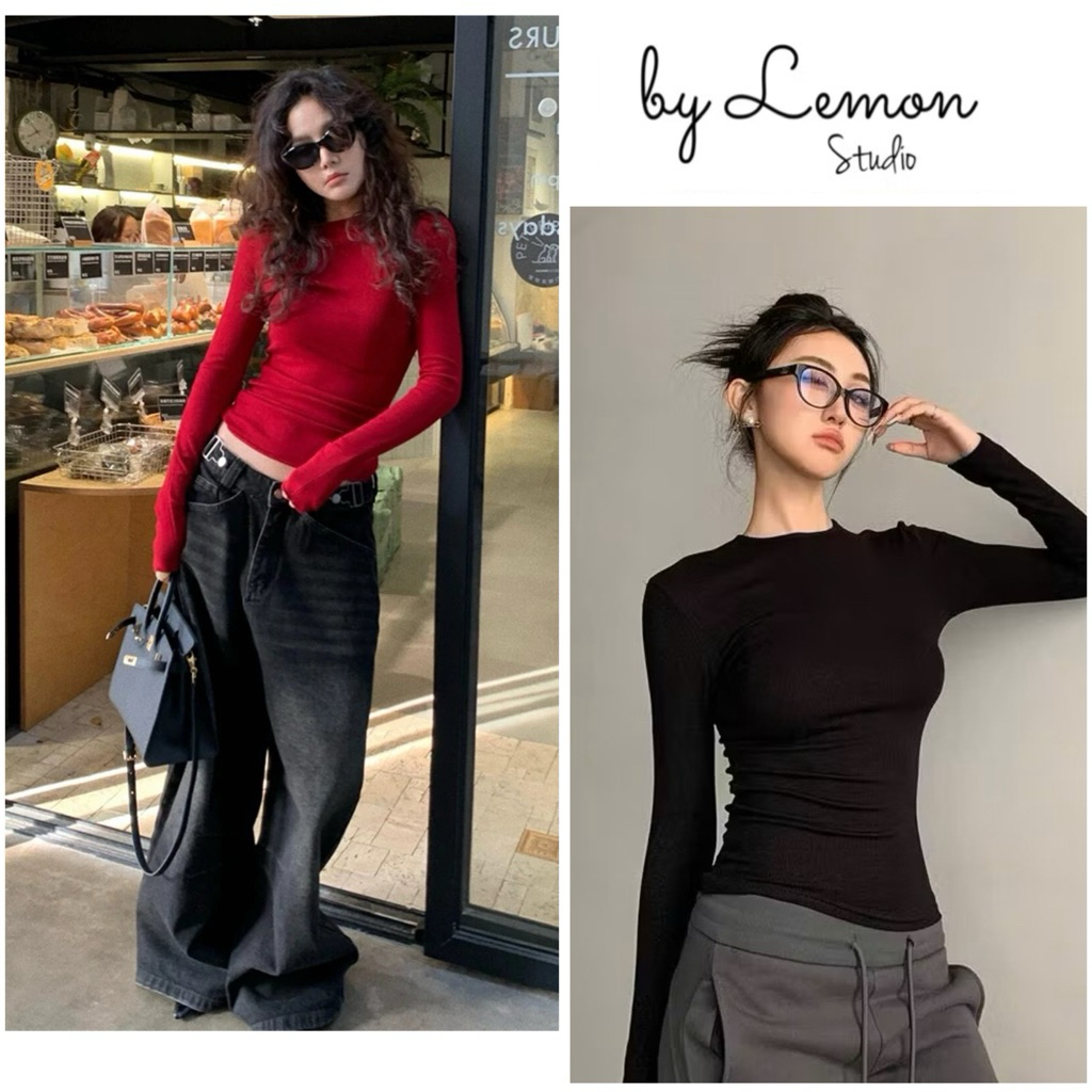 𝑷𝒊𝒏𝒌_𝑺𝒕𝒖𝒅𝒊𝒐//  Áo Thun Nữ Tay Dài Co Giãn, Giữ Ấm LM-002, Thiết Kế Cổ Tròn Ôm Body Tôn Vóc Dáng Quyế