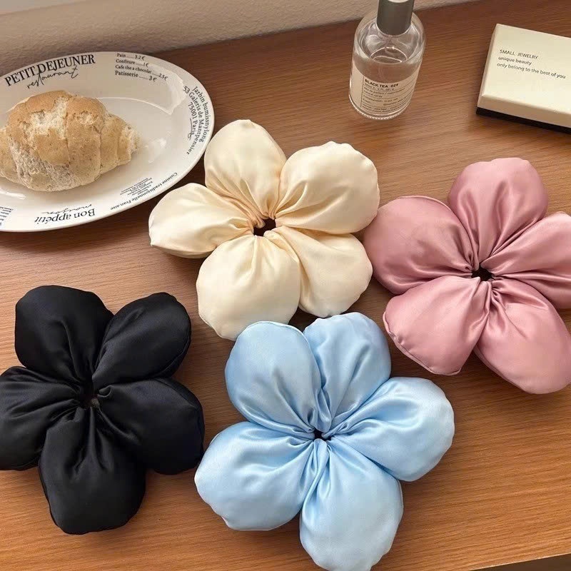 Dây buộc tóc scrunchies lụa cột tóc màu pastel trơn cao cấp iLita set buộc tóc dễ thương sang trọng