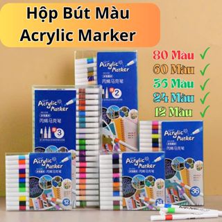  Hộp 80 60 36 24 12 Bút Màu Acrylic Marke Cao Cấp Chống Nước Màu Sắc Tươi Sáng-Vẽ Trên Nhiều Chất Liệu FACE MASK.STORE 
