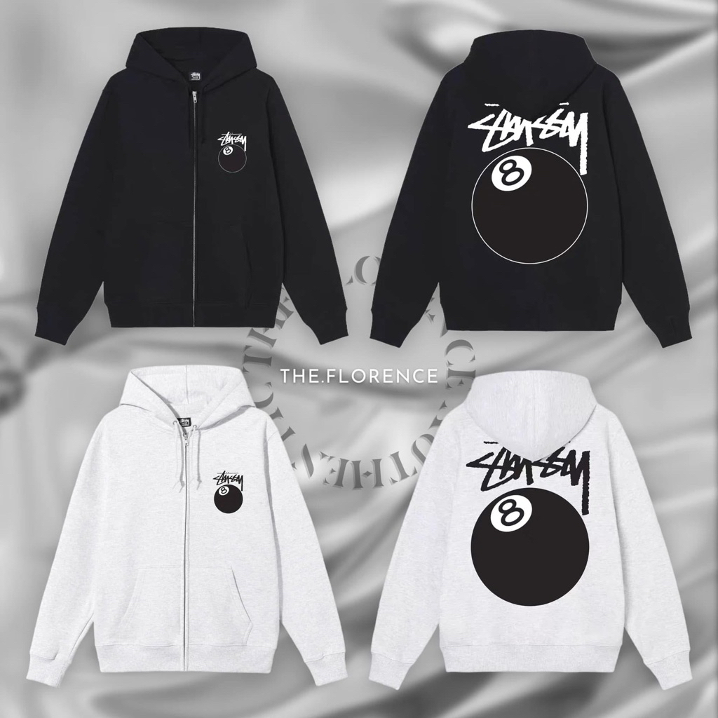 [CAM KẾT CHÍNH HÃNG 100%_CÓ SẴN] Áo Hoodie Zip Stussy 8BALL