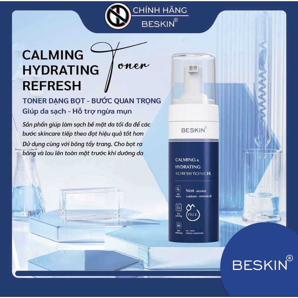 TONER TẠO BỌT "CALMING & HYDRATING REFRESH TONER" - Dung Tích: 150ml - Thương hiệu: Beskin