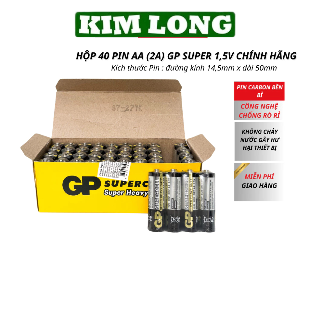 Vỉ 2 Viên Pin AA 1,5V Siêu Bền GP Batteries Hàng chính hãng siêu bền chất lượng cao