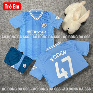 Áo Bóng Đá, Áo Đá Banh Trẻ Em Manchester City - Vải Mè Thái Cao Cấp - In Sẵn Tên Cầu Thủ
