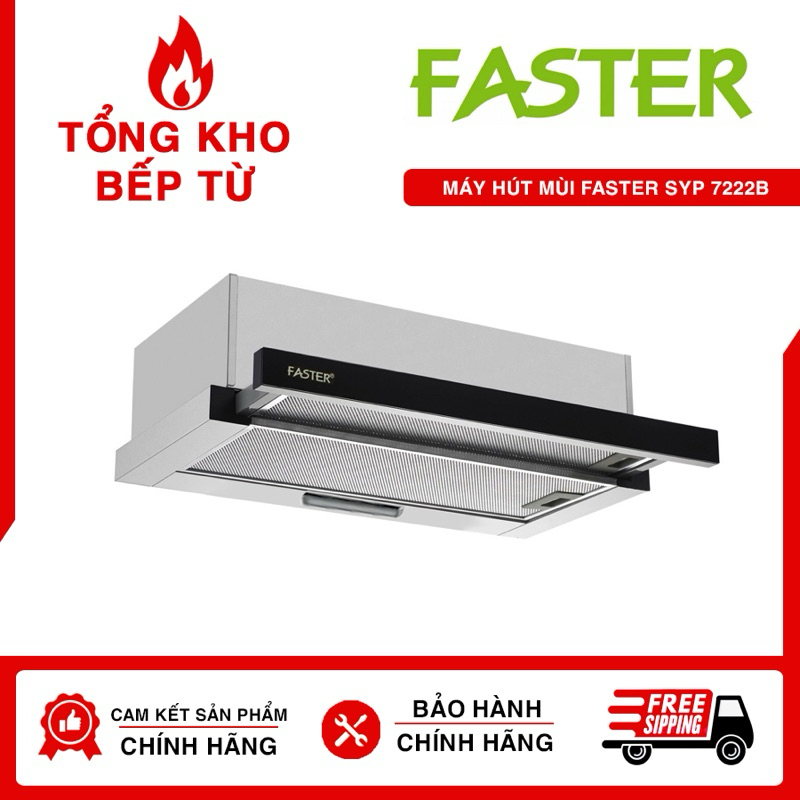 Máy hút mùi Faster SYP 7222B thiết kế nhỏ gọn sẽ có độ bền rất cao, phù hợp với nhu cầu phòng bếp