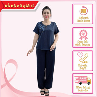  Đồ bộ nữ trung niên lụa Ruby cao cấp mềm mượt mát sang trọng,thanh lịch dành cho quý cô nhà hay phố 