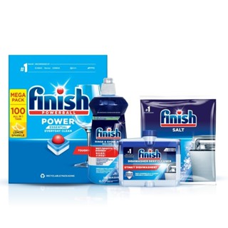 Combo Finish toàn diện 2:Hộp 100 Viên Rửa Bát Essential + Nước Làm Bóng Finish 400ml + Muối Rửa Chén 1kg + DDVS 250ml