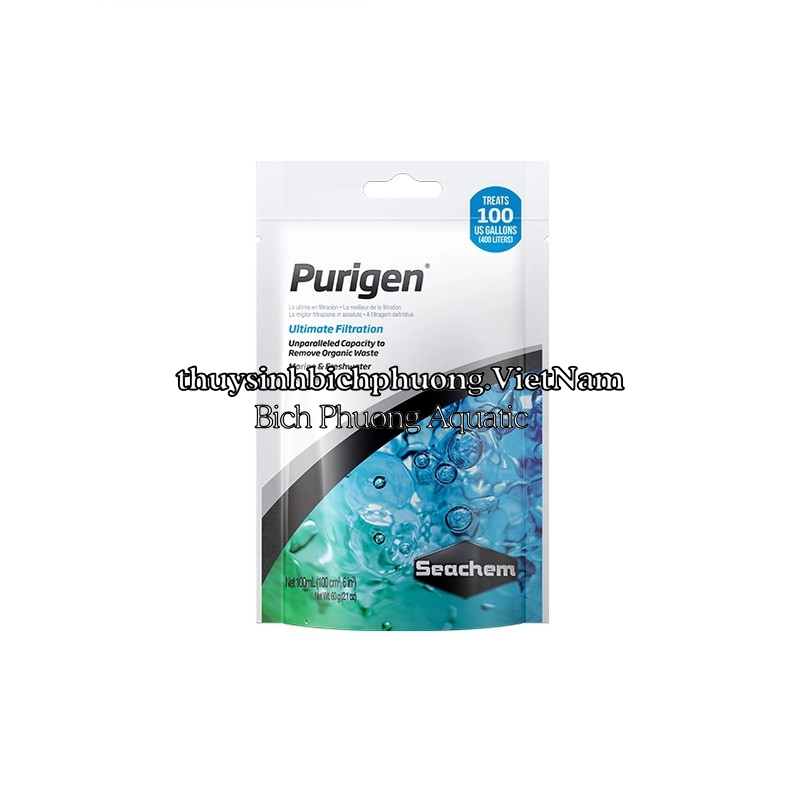 PURIGEN SEACHEM 100ML TEM SICAVI - VẬT LIỆU LỌC KHỬ ĐỘC, HÚT MÀU LÀM TRONG NƯỚC CẤP TỐC