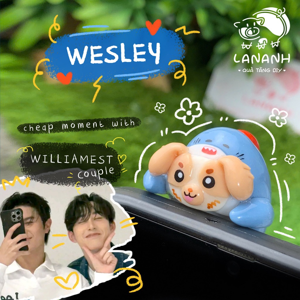 [Hippers for phone] CÓ SẴN-WESLEY-Mô hình bám điện thoại đất sét handmade dễ thương