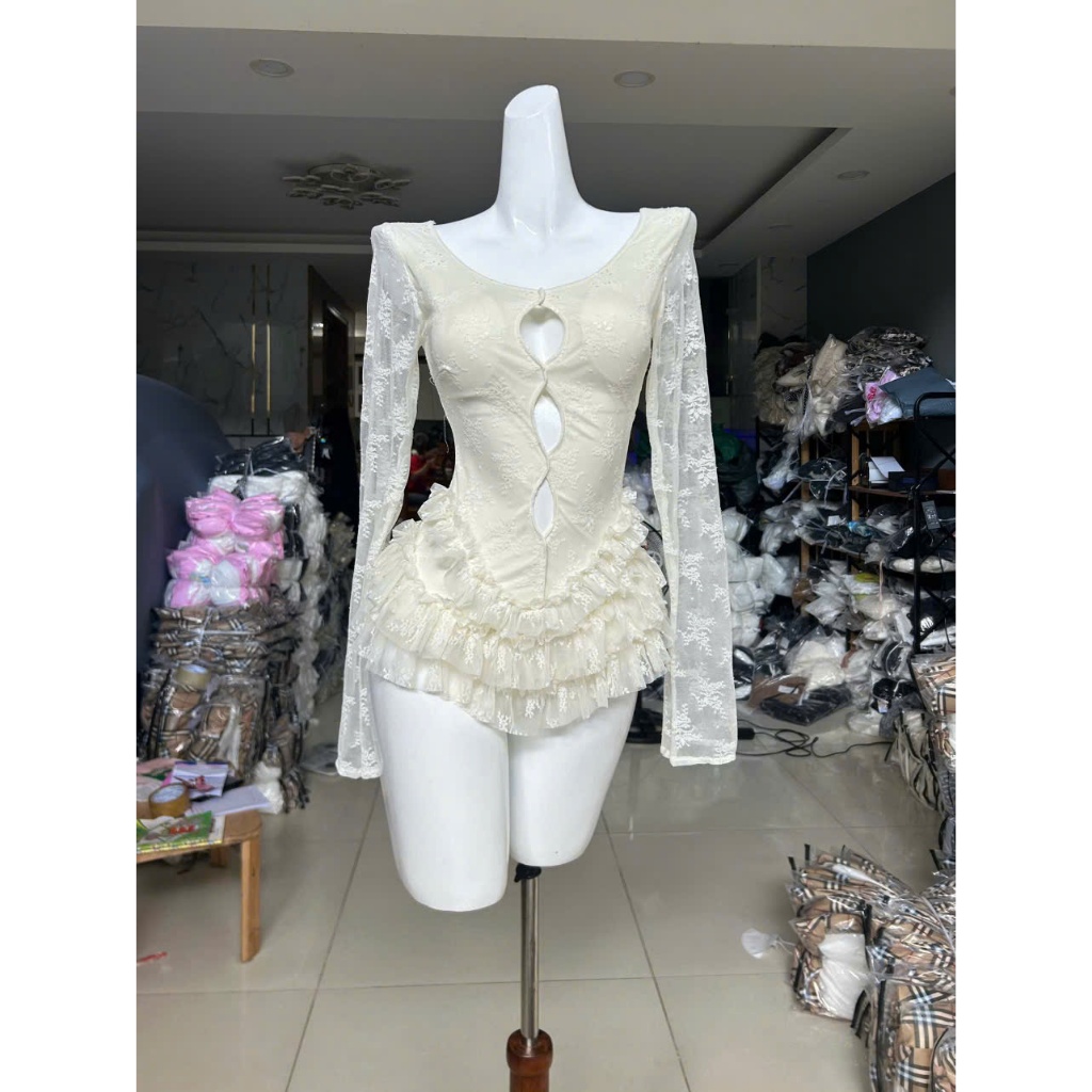 [Có Cúc] Đồ bơi đi biển BODYSUIT REN TAY DÀI vuông ôm sát body chân nhún bèo viền xếp tầng xinh xắn nhẹ nhàng [BKN 921] | BigBuy360 - bigbuy360.vn