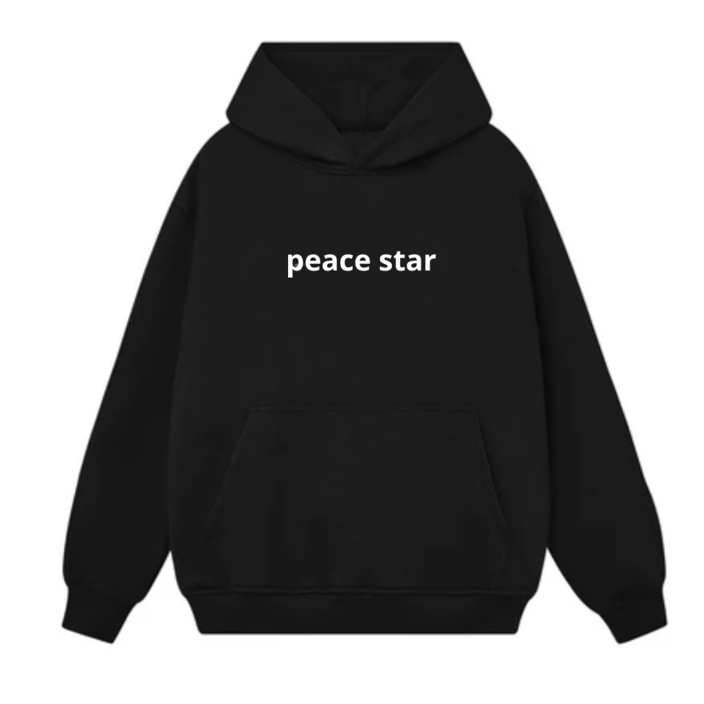 Áo Hoodie Trùm Đầu Form Boxy In Chữ PEACE STAR Hoodie Unisex Nam Nữ Local Brand K1