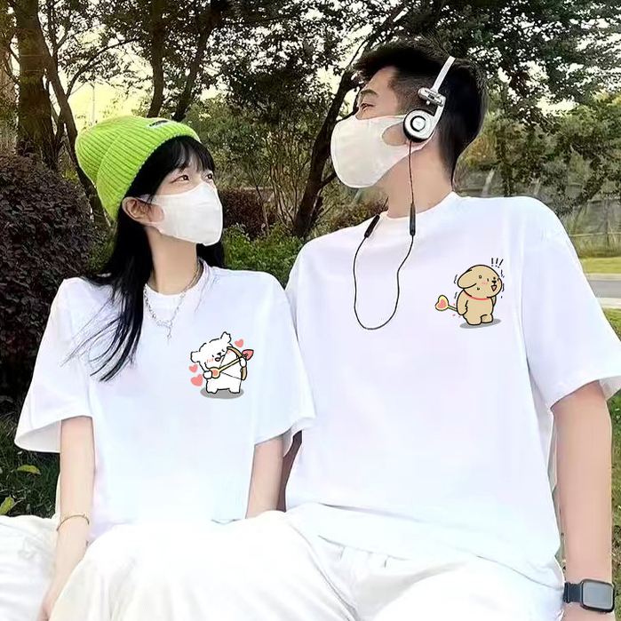 Trang phục cặp đôi mùa hè Cupid Archery Áo thun cặp đôi Áo thun Unisex Áo nữ