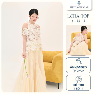 Áo Ren Nữ Hestia Màu Kem Hở Vai Tay Ngắn Xếp Tầng Cao Cấp Đi Tiệc, Dạo Phố, Công Sở - Lora Top