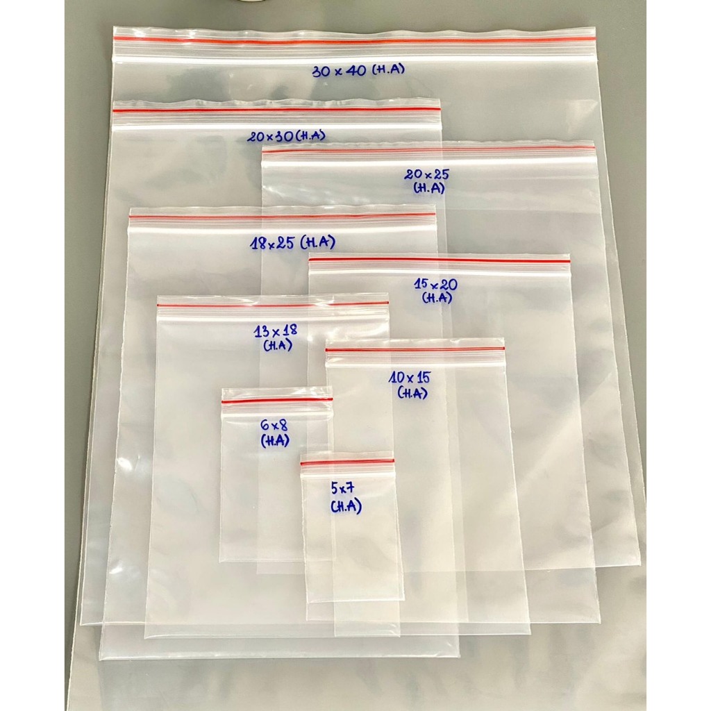 500gr túi zip chỉ đỏ nhiều size(Hàng có sẵn)