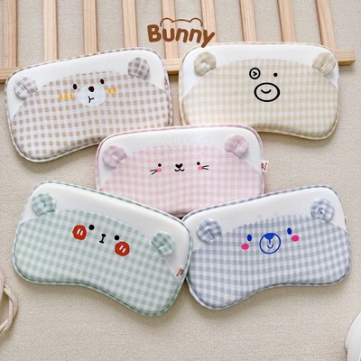 Gối cao su non cho bé sơ sinh KidAndMom Bunny vải petit chống bẹp đầu 100%cotton co giãn 4 chiều