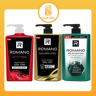 Dầu gội, sữa tắm, tắm gội Romano 650g (Chính hãng có VAT)