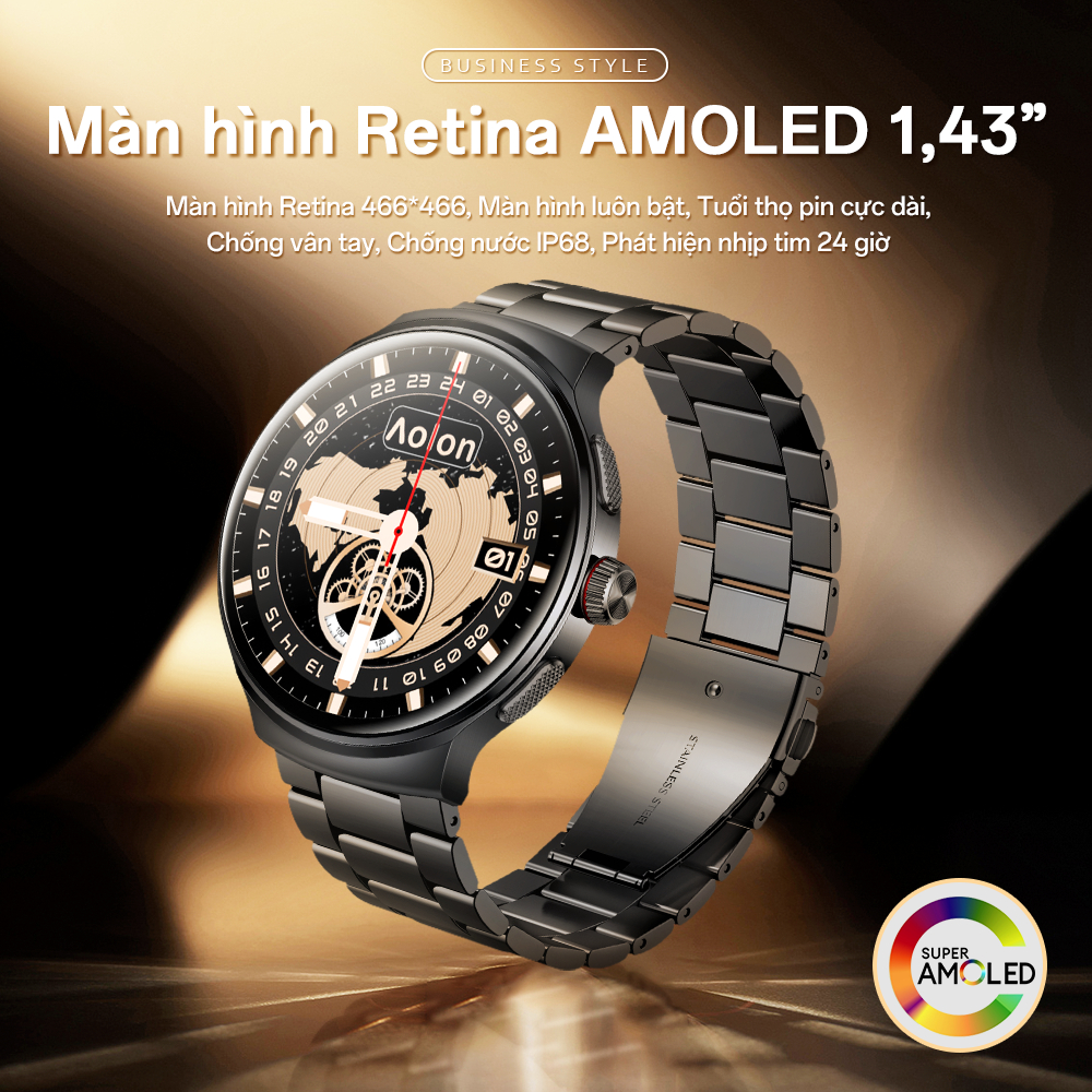 [Bán Chạy] AOLON Prime 3 Đồng hồ thông minh AMOLED | Theo dõi thể thao & sức khỏe Đếm giờ | IP68 | Phong cách công sở | BigBuy360 - bigbuy360.vn