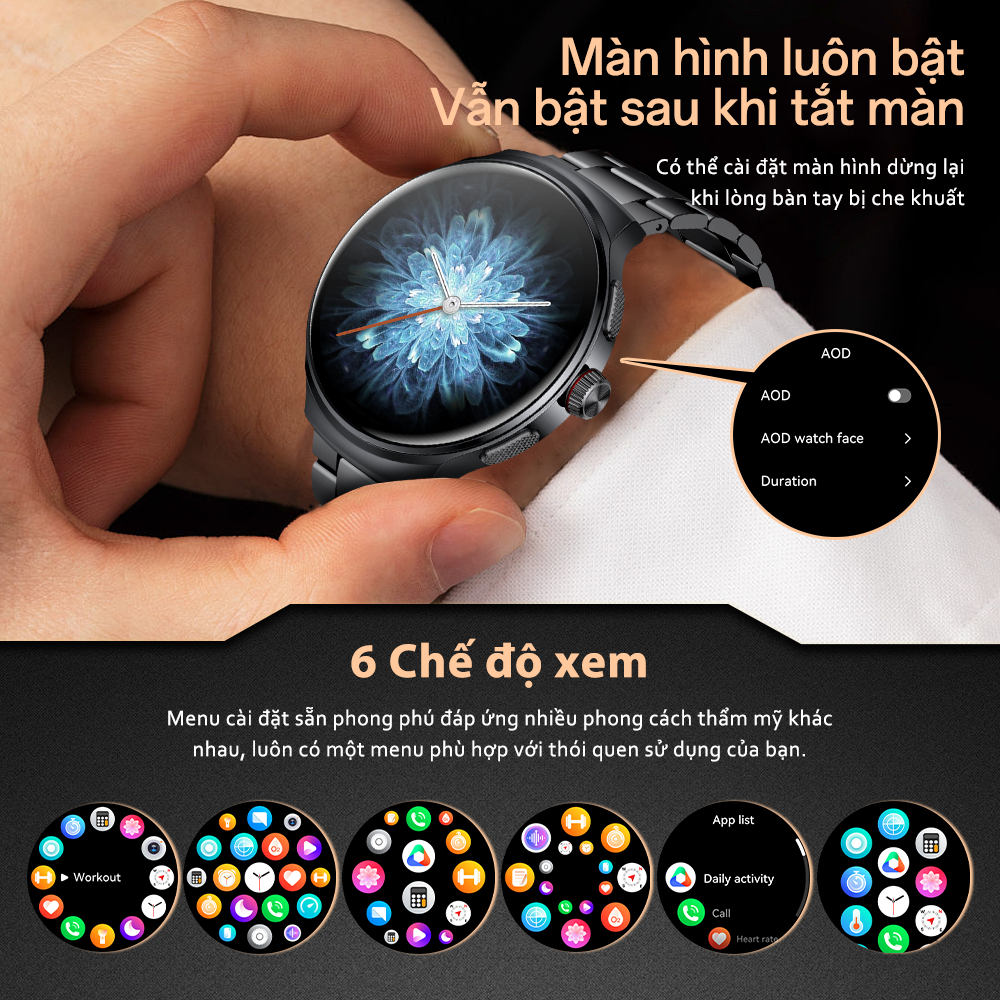 [Bán Chạy] AOLON Prime 3 Đồng hồ thông minh AMOLED | Theo dõi thể thao & sức khỏe Đếm giờ | IP68 | Phong cách công sở | BigBuy360 - bigbuy360.vn