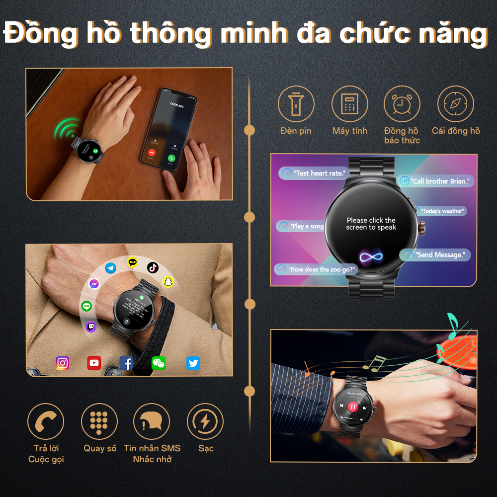 [Bán Chạy] AOLON Prime 3 Đồng hồ thông minh AMOLED | Theo dõi thể thao & sức khỏe Đếm giờ | IP68 | Phong cách công sở | BigBuy360 - bigbuy360.vn