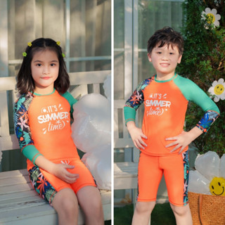 Đồ bơi trẻ em, áo tắm cho bé trai, bé gái BIKINI PASSPORT - kiểu unisex dạng quần lửng, áo có tay - màu Đen - KD046_BL