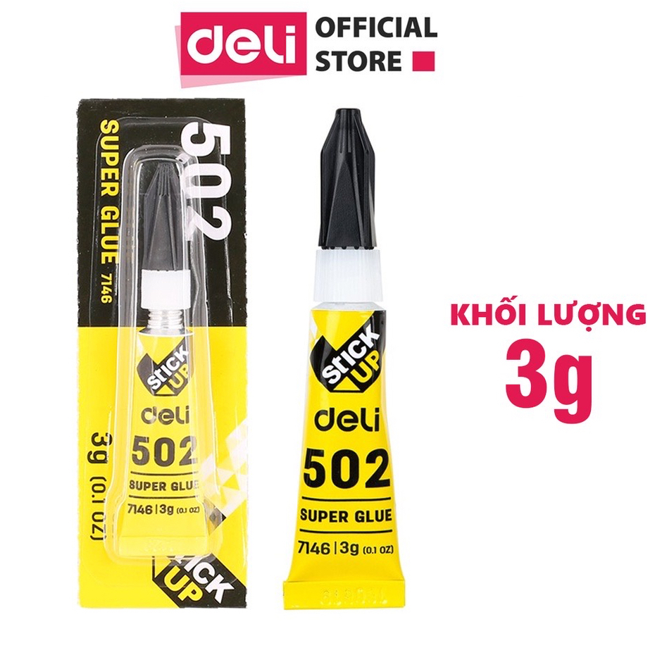 Keo Dán Sắt 502 Deli 7146 - Keo Siêu Bám Dính (Tuýp 3g)
