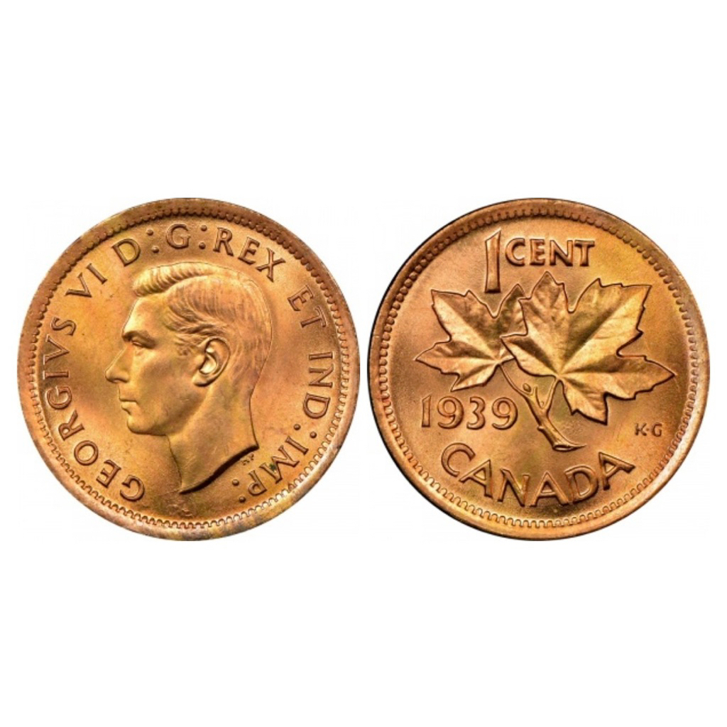 Đồng xu hiếm 1 cent  1937 - 1947 Canada