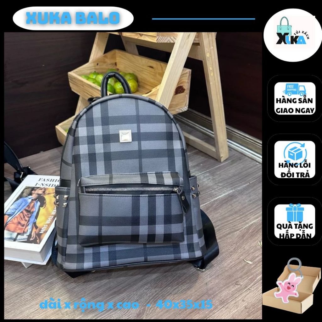 💖HOT💖balo kẻ đi học đáng yêu quai to siêu hot kiểu dáng thời trang vừa a4 vừa laptop