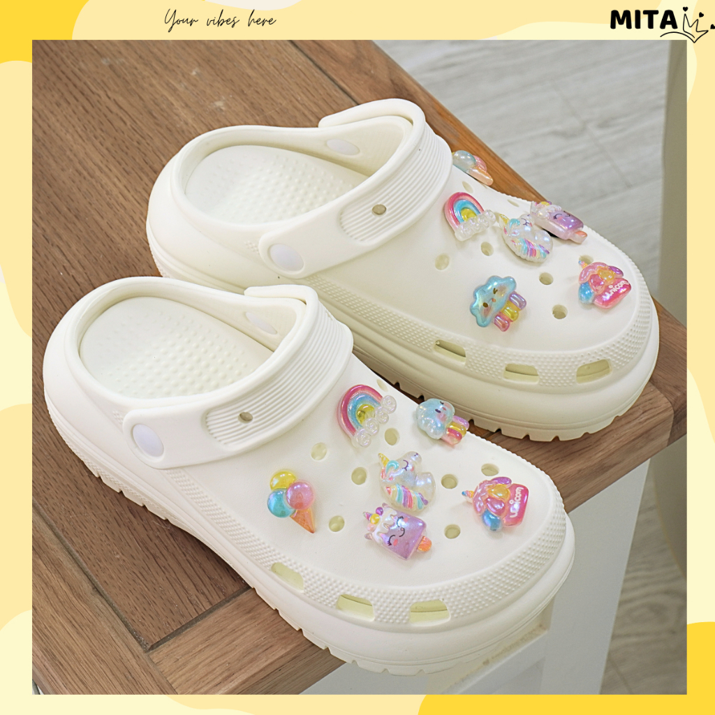 Dép cross nữ đế cao 7cm kèm 12 Sticker Hologram Mita kiểu sandal CSM-10