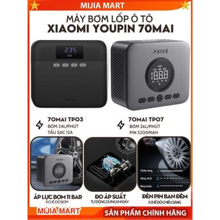  ✅Máy bơm lốp ô tô mini XM Máy bơm xe hơi mini 70Mai Áp lực 11bar bơm siêu nhanh. 