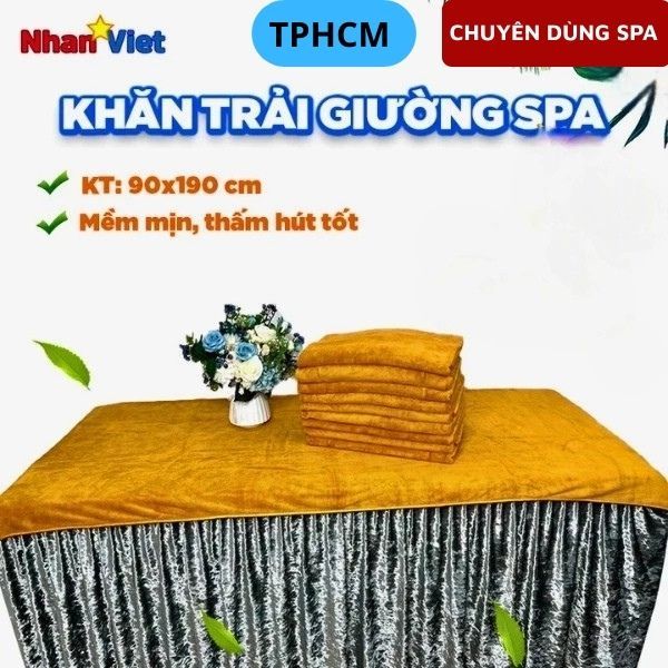 KHĂN TRẢI GIƯỜNG SPA 90x190 dùng trải phủ giường nối mi, phun xăm, gội đầu, masage mềm mịn, không đổ lông