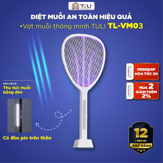 Vợt Muỗi TULI VM03, 2 Chế Độ Kèm Đèn Bắt Muỗi Tự Động, Tích Điện, Lưới điện 3000V, Bảo Hành 12 Tháng