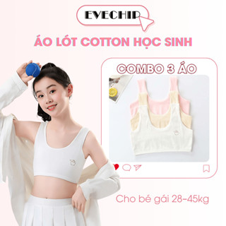 Combo 3 Áo lá bé gái mềm mại in hình cute-Set 3 Áo ngực học sinh 2 lớp chất liệu cotton EVECHIP B341