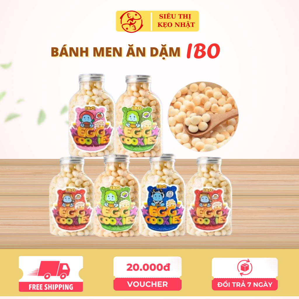 Bánh trứng IBO cho bé từ 8 tháng tuổi lọ 100g dinh dưỡng Bánh ăn dặm cho bé
