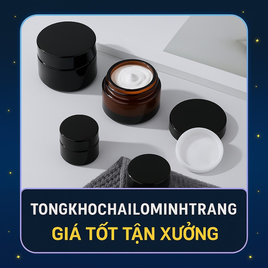 Hũ Thủy Tinh Nâu Cao Cấp 5g - 100g Nắp Đen Chiết Kem Dưỡng, Mặt Nạ, Mỹ Phẩm Du Lịch