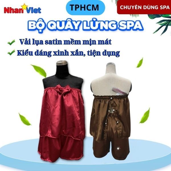 BỘ QUÂY LỬNG SPA đồ đùi mặc cho khách nữ vải lụa mềm mát, thấm hút mồ hôi giảm béo, massage, tắm trắng, gội đầu