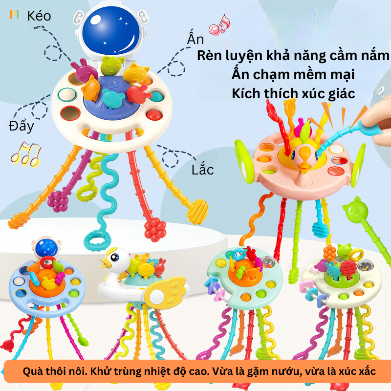 Đồ Chơi Rút Dây, Xúc Sắc, Gặm Nướu Kích Thích Đa Giác Quan