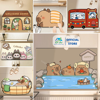 Thảm Lau Chân Trang Trí hình Labubu, Capybara, Gấu dâu hồng Thảm Chùi Chân Hoạ Tiết Nhiều Mẫu Đẹp Kim Huệ X01