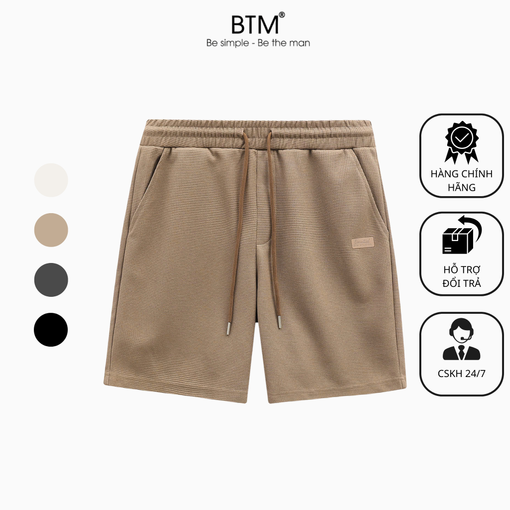 Quần Short Nỉ Nam BTM Basic Pique Short - Vải Thun Pique Tổ Ong Dây Rút Form Regular Mã 16.843