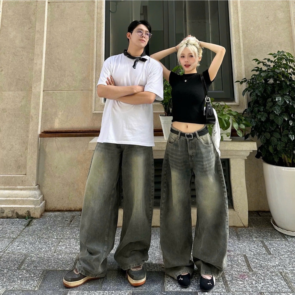 Quần Jeans COTTON NORMAL NQ30 Ống Rộng Thụng Cạp Cao Nam Nữ Unisex (KHÔNG XÙ LÔNG) | BigBuy360 - bigbuy360.vn