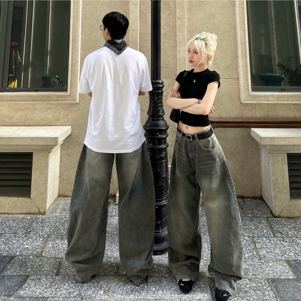 Quần Jeans COTTON NORMAL NQ30 Ống Rộng Thụng Cạp Cao Nam Nữ Unisex (KHÔNG XÙ LÔNG) | BigBuy360 - bigbuy360.vn