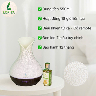  LORITA Máy phun sương khuếch tán tinh dầu 550ml,xông thơm phòng -Bảo hành 12 tháng có remote tích hợp đèn ngủ# 