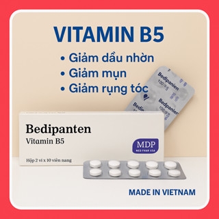 Viên Uống Vitamin B5 Bedipanten – Ủ Tóc, Giảm Rụng Tóc, Da Bớt Nhờn, Giảm Mụn Trứng Cá – Hộp 20 Viên