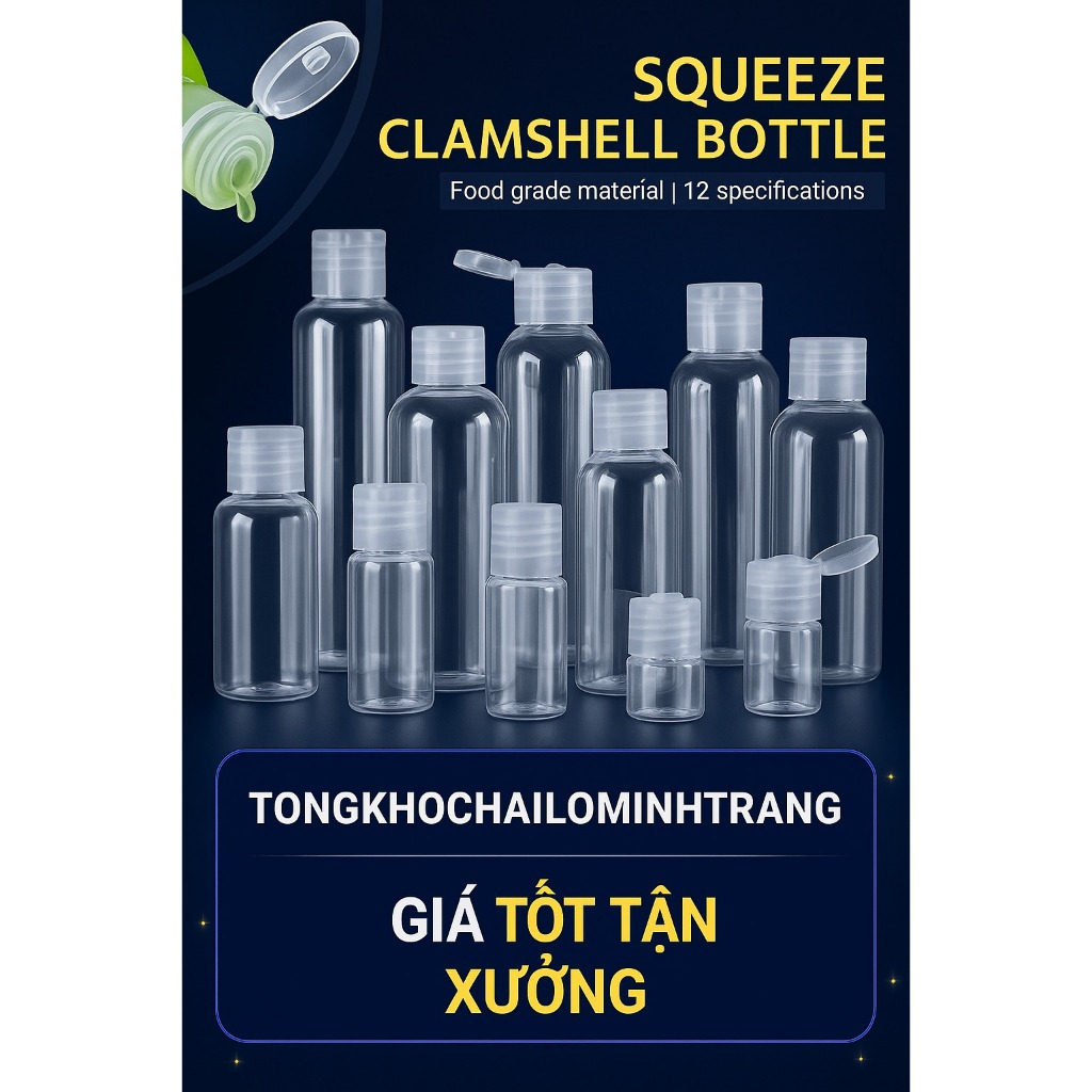 Chai Nhựa Pet NẮP BẬT Nhiều Dung Tích 5ML - 500ML Thân Trong Dùng Chiết Dầu Gội, Gel Rửa Tay, Sữa Tắm